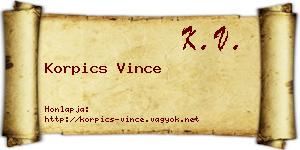 Korpics Vince névjegykártya